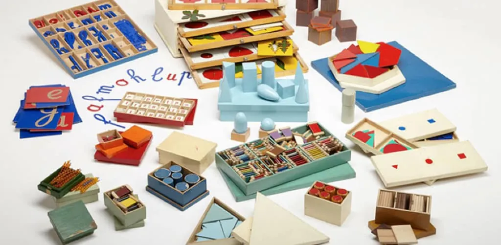Wooden Montessori sensorial and mathematics materials